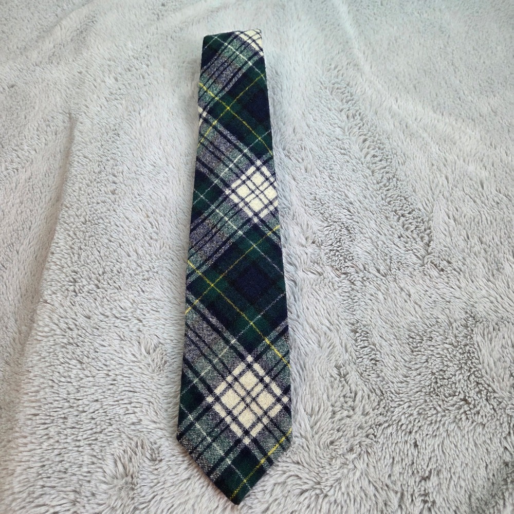 Pendleton Plaid Tie Mens OS Green Navy Wool Tartan Check Necktie USA Made